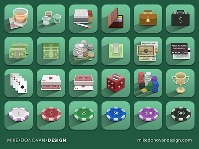 Icon Collection: Casino & Gaming casino chips dice gaming icons money photoshop playing cards psd trophy ui vector