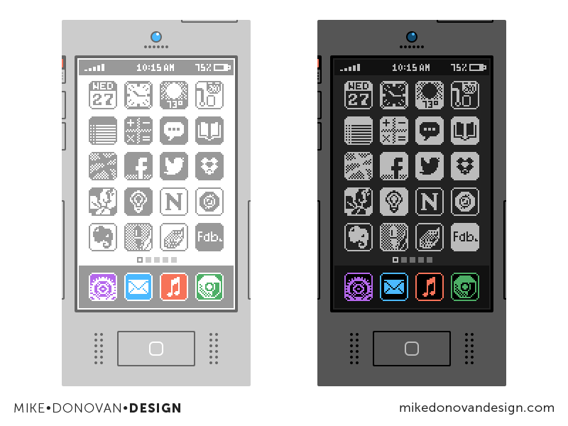 Flat Throwback iPhone Concepts (Highlight) flat throwback 8-bit buttons homescreen iphone apple ios ui photoshop vector icons