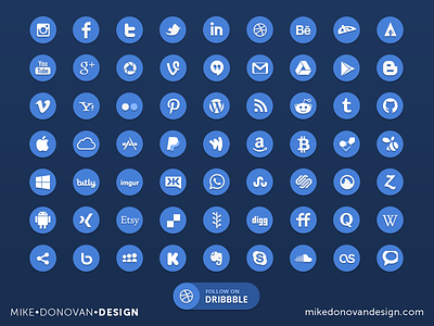 Flat Social Media Icons & Button Style