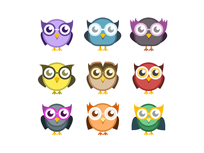 Owls animal bird character eye flat illustration owl photoshop vector