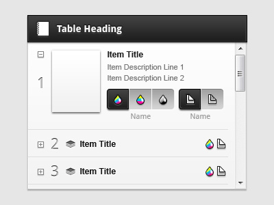 File Viewer Module UI buttons container iconography icons list view module photoshop toggles ui vector viewer