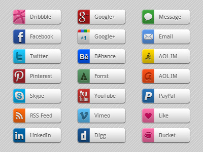 Social Media Buttons Light UI buttons freebie iconography icons light logos photoshop psd social media ui vector