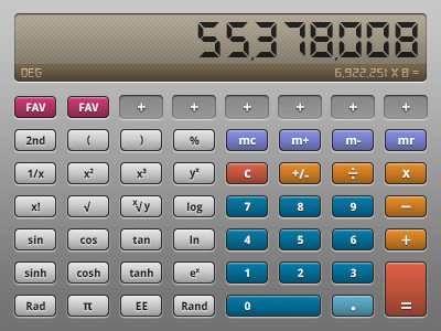 Calculator UI (Old School Style) 3d buttons calculator display lcd photoshop realistic ui vector