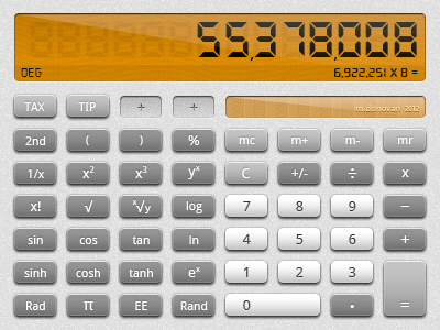 Calculator UI (Sleek Style) 3d buttons calculator display lcd photoshop realistic ui vector