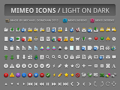 Mimeo Icons (Light on Dark) iconography icons mimeo photoshop ui vector