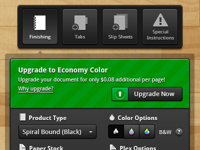 Panel with Upgrade Offer UI buttons dialog drop down iconography icons mimeo offer panel photoshop toggles ui upgrade vector