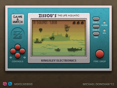 Handheld Video Game UI (Zissou's Life Aquatic) buttons iconography icons lcd photoshop screen ui vector video game