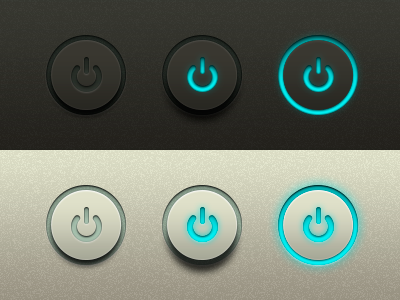 Power Buttons Freebie UI buttons freebie iconography icons light dark photoshop power psd ui vector