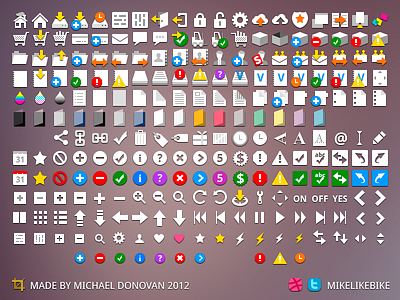 200+ Flat Icons (Mimeo UI WIP Set)
