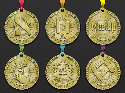 Course Completion Medals 3d award badge jewish journey project jjp medal photoshop ribbon skeuomorphic ui vector