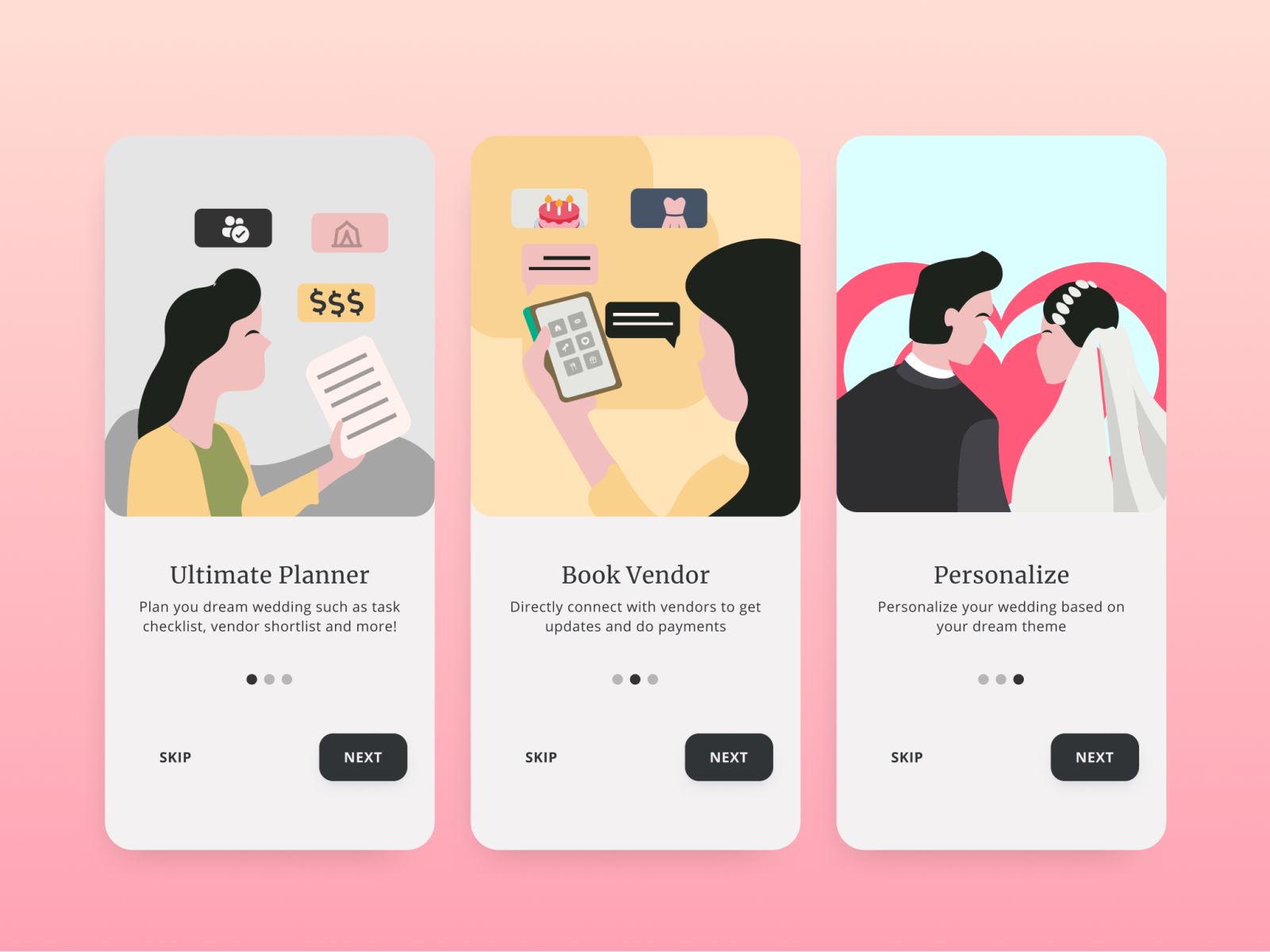 Wedding Planning App Onboarding by Izzul Syazwan on Dribbble