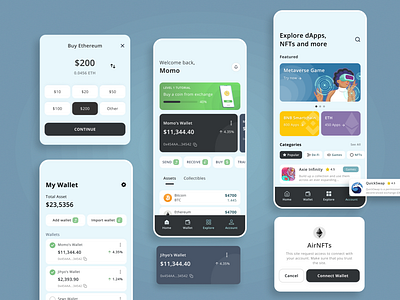 Defi Wallet UI Design Component blockchain branding crypto defi homepage mobile app ui wallet