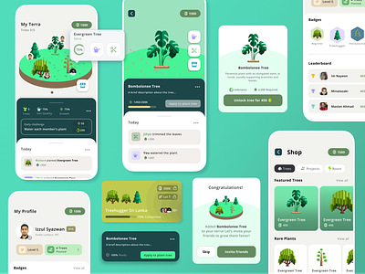 Virtual Tree App UI Explorations concept app environmental mobile app plant ui ui design user interface virtual plant virtual tree