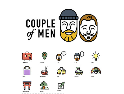 Couple of men Logo+Iconset color design flat design icon illustration logo minimal