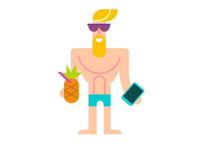 summer time cute dude flat design icon illustration summer