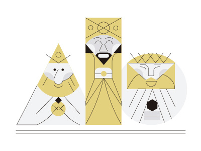 The three wise men character city color design flat graphic illustration minimal