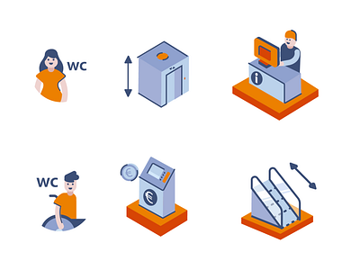 Icons for a map character design cute design flat design illustration minimal