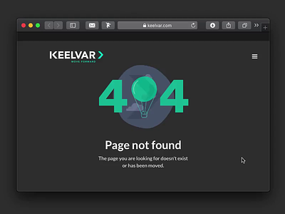 Keelvar.com - 404 Page art direction design development frontend webflow