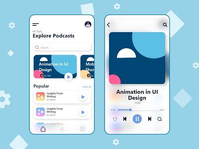 Podcast App Ui app design minimal mobile app mockup podcast ui ux