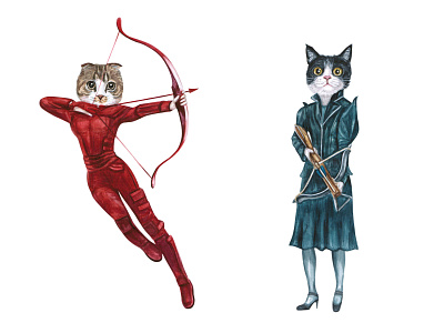 Sagittarius cats animal cat cute design funny illustration pet pets sagittarius watercolor watercolor art