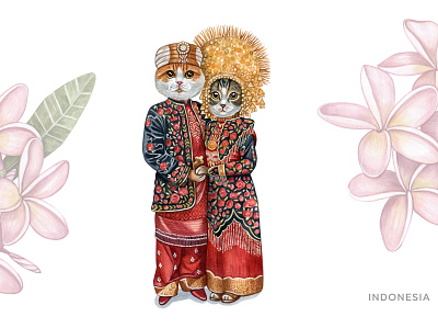 Wedding national costume | Indonesia wedding animal design draw illustration logo pet pets ui watercolor watercolor art