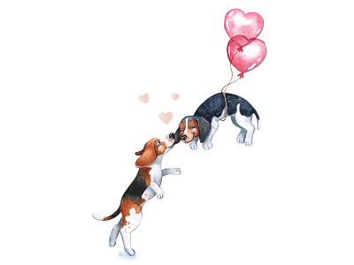 Beagles love animal art beagle cute dog draw drawing funny illustration love pets puppy watercolor