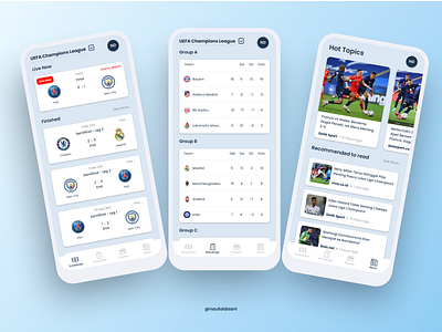 UI Daily 'Football Live App' app branding design flat minimal ui ux website