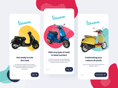 Vespa App UI Design (Onboarding) Part 1 app flat illustration onboarding ui uidesign ux