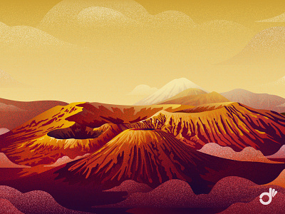 The Land of Sand and Fire fire grain grain texture illustration illustration art illustration design lava mountain noise noise texture sand texture volcano