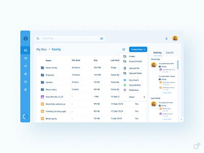 AirBox Web 2 cloud storage cloud storage service dashboard file file manager file sharing file upload folder storage ui ui design user interface ux ux design web design