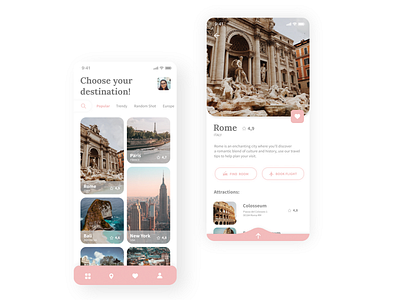 Travel App Design hotel ios minimalistic mobile plane travel travel app traveling ux uxui white