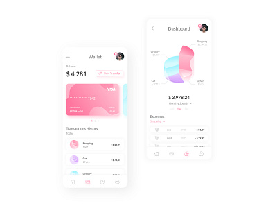 Mobile Banking App Design banking bankingapp card chart clean finance mobile money ux uxui vibrant wallet white