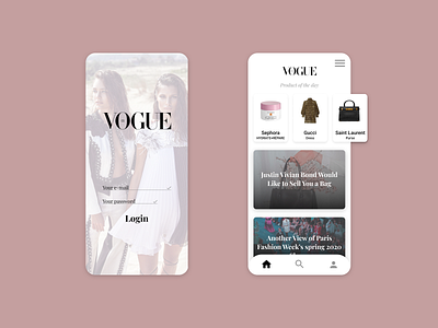 VOGUE mobile app UI