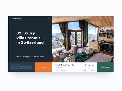 Luxury villas rentals. design figma switzerland ui ux web website