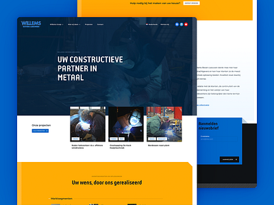 Construction Company - Homepage blue clean construction construction company construction website homepage layout ui ux web webdesign website welding yellow