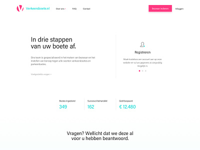 Verkeersboete Homepage clean interface minimal ui ux web webdesign website