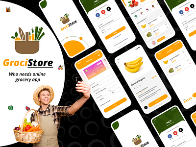 GrociStore mobile app design app best app design branding gorcery graphic design logo ui