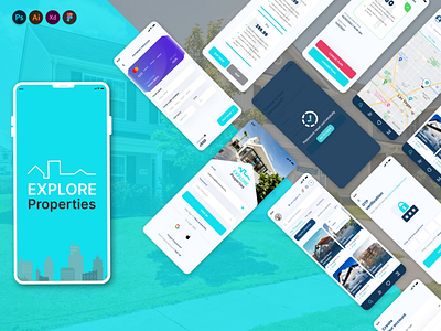 Explore Properties App app branding explore graphic design mobile app properties real estate responsive websites ui website