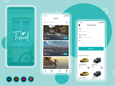 Travel Application android app graphic design ios mobile app responsive website travel website ui