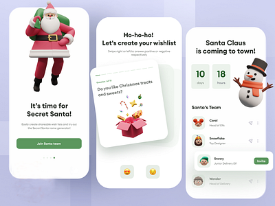 Secret Santa - Mobile App 🎄🎁 android app app development branding christmas design figma graphic design illustration ios app mobile screen ui secret santa ui uiux