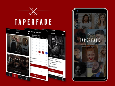 Tapperfade android app app development booking design graphic design illustration ios app logo native app ondemand saloon ui ux