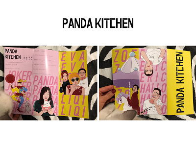 Panda Kitchen invitation photo in kind branding color hand painted illustration invitation invitation card logo portait typography ux