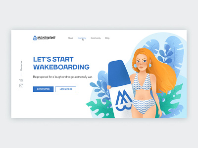 Wakeboarding illustration desktop figma illustration procreate wakeboarding website