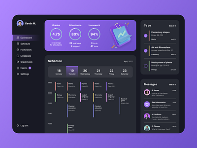 School dashboard dashboard design desktop education figma makeevaflchallenge school ui