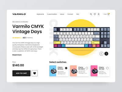 Varmilo — E-commerce bright design desktop ecommerce figma keyboard makeevaflchallenge makeevaflchallenge5 online store ui