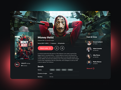 Money Heist — Series web page cinema design desktop figma makeevaflchallenge makeevaflchallenge6 movie series streaming ui web