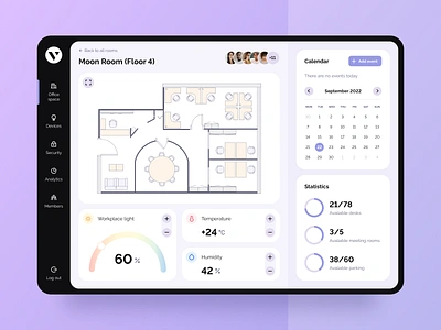 Office Management Dashboard booking business dashboard design desktop figma management office smart home work