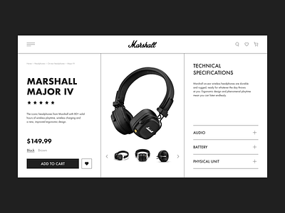 Marshall — E-commerce page app design desktop e commerce figma headphones marshall music online store product shopping