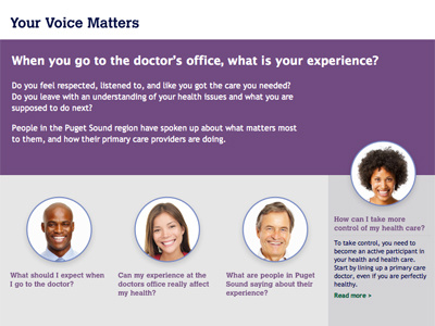 Your Voice Matters landing page washington healthcare ui ux pushdesign css3