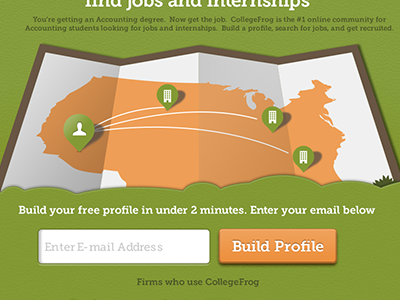 CollegeFrog Home Page landing page map startup web website